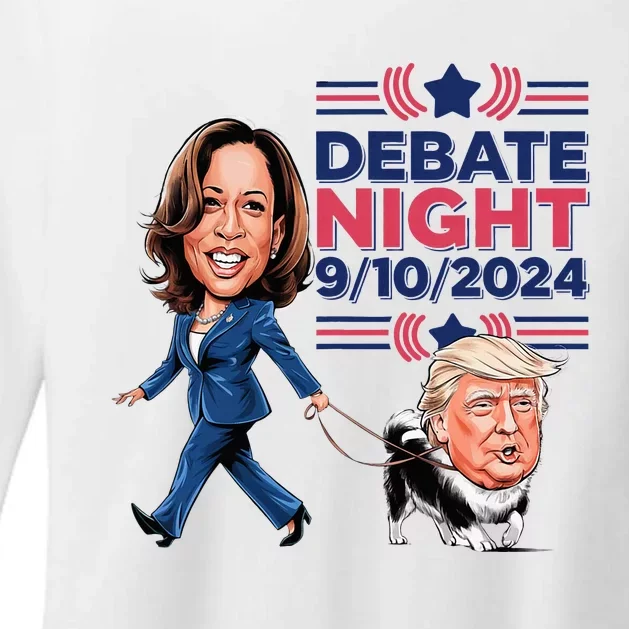 Debate Night Showdown Kamala Dog Walks Trump Womens CVC Long Sleeve Shirt