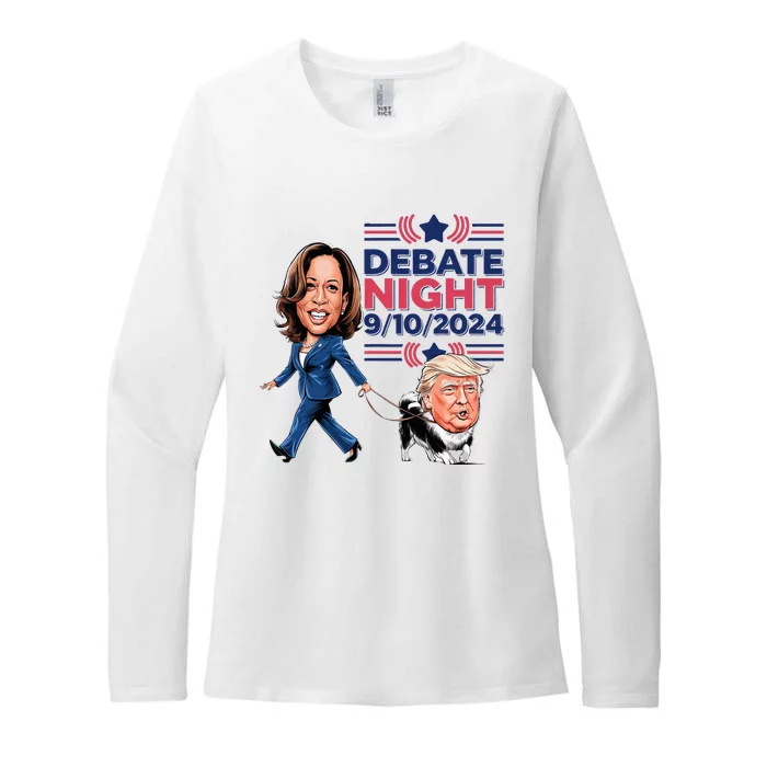 Debate Night Showdown Kamala Dog Walks Trump Womens CVC Long Sleeve Shirt