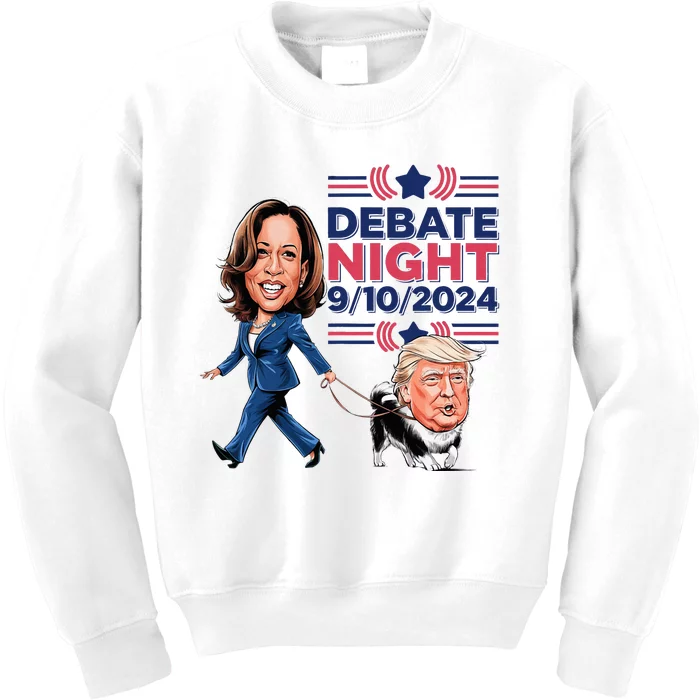 Debate Night Showdown Kamala Dog Walks Trump Kids Sweatshirt