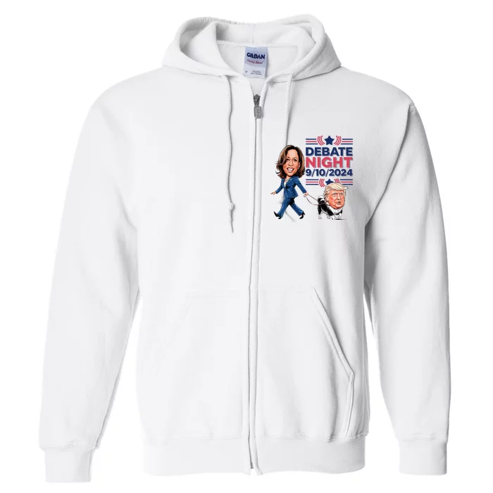 Debate Night Showdown Kamala Dog Walks Trump Full Zip Hoodie