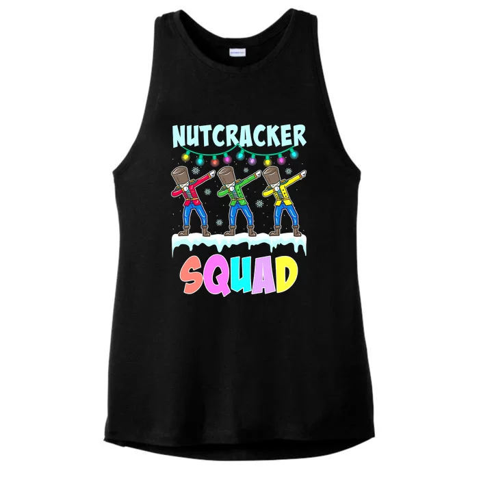 Dabbing Nutcracker Squad Deez Nuts Funny Christmas Ladies Tri-Blend Wicking Tank