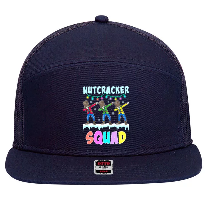 Dabbing Nutcracker Squad Deez Nuts Funny Christmas 7 Panel Mesh Trucker Snapback Hat