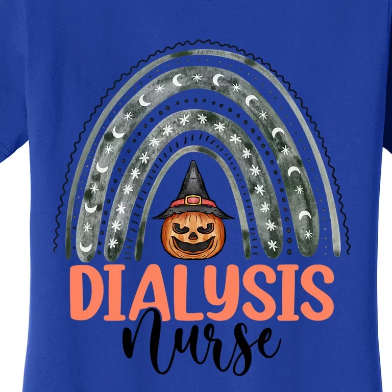 Dialysis Nurse Spooky Halloween Pumpkin Rainbow Nursing Meaningful Gift Women's T-Shirt