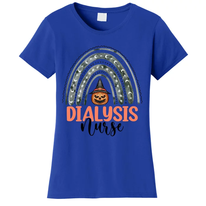 Dialysis Nurse Spooky Halloween Pumpkin Rainbow Nursing Meaningful Gift Women's T-Shirt