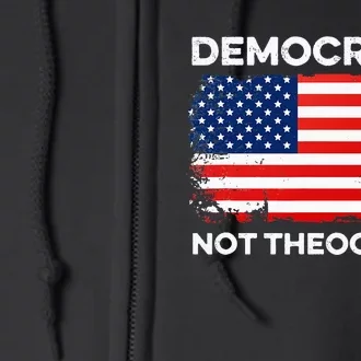 Democracy Not Theocracy Separation Church Constitution Free Full Zip Hoodie