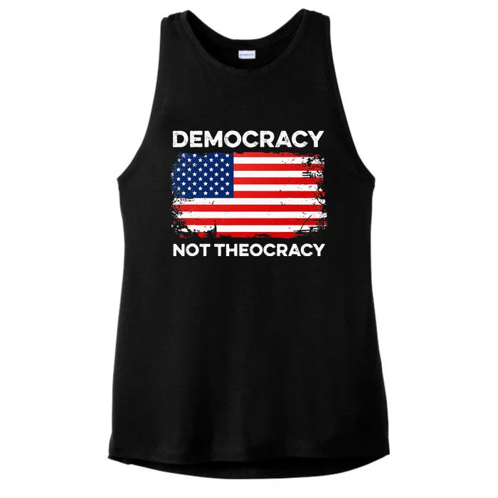 Democracy Not Theocracy Separation Church Constitution Free Ladies Tri-Blend Wicking Tank