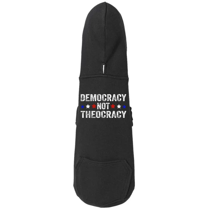 Democracy Not Theocracy Vintage Patriotic Sayings Doggie 3-End Fleece Hoodie