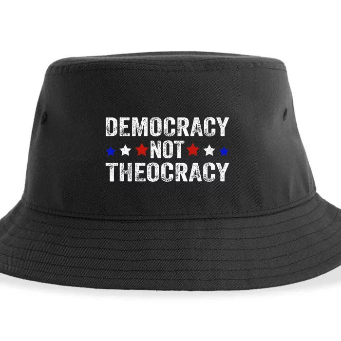 Democracy Not Theocracy Vintage Patriotic Sayings Sustainable Bucket Hat