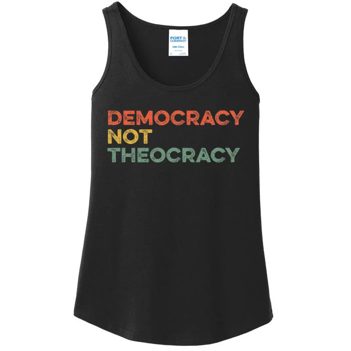 Democracy Not Theocracy Freedom Separation Church Religion Ladies Essential Tank