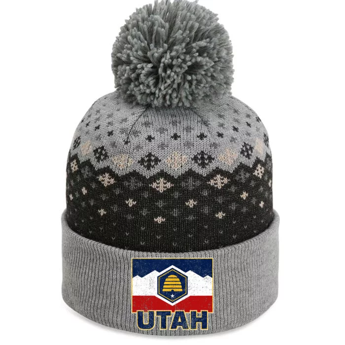 Distressed New Utah Flag The Baniff Cuffed Pom Beanie