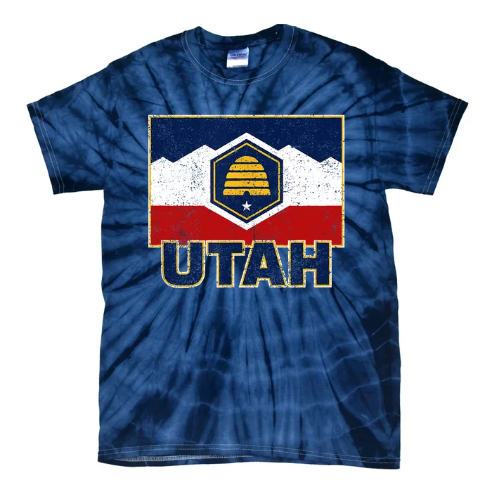 Distressed New Utah Flag Tie-Dye T-Shirt