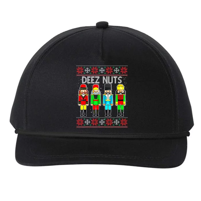 Deez Nuts Ugly Christmas Sweater Funny Nutcracker Xmas Gifts Snapback Five-Panel Rope Hat