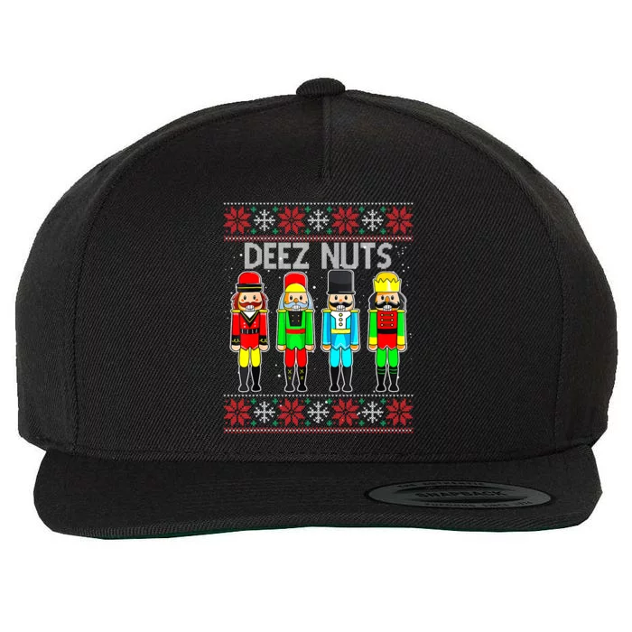 Deez Nuts Ugly Christmas Sweater Funny Nutcracker Xmas Gifts Wool Snapback Cap