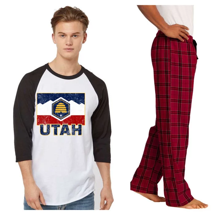 Distressed New Utah Flag Raglan Sleeve Pajama Set