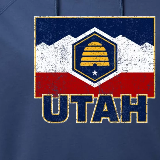 Distressed New Utah Flag Performance Fleece Hoodie