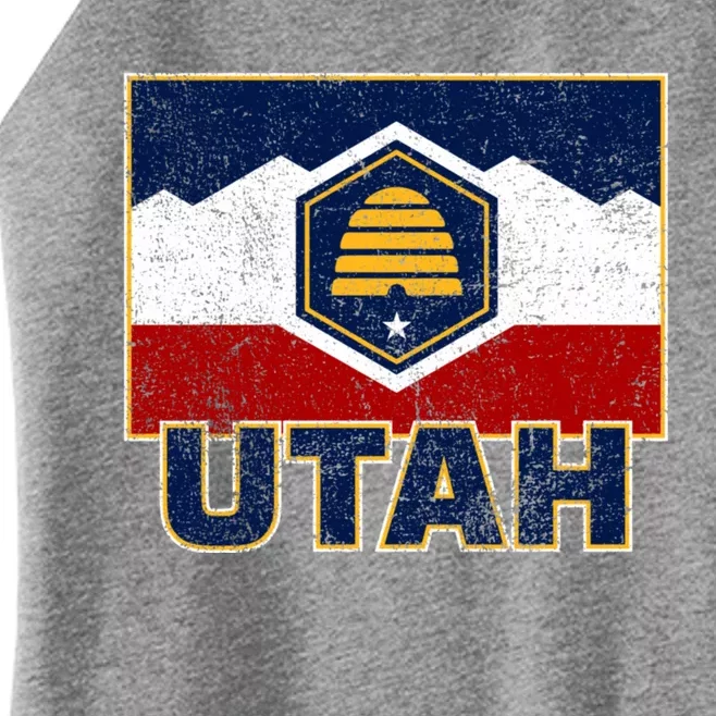 Distressed New Utah Flag Women’s Perfect Tri Rocker Tank