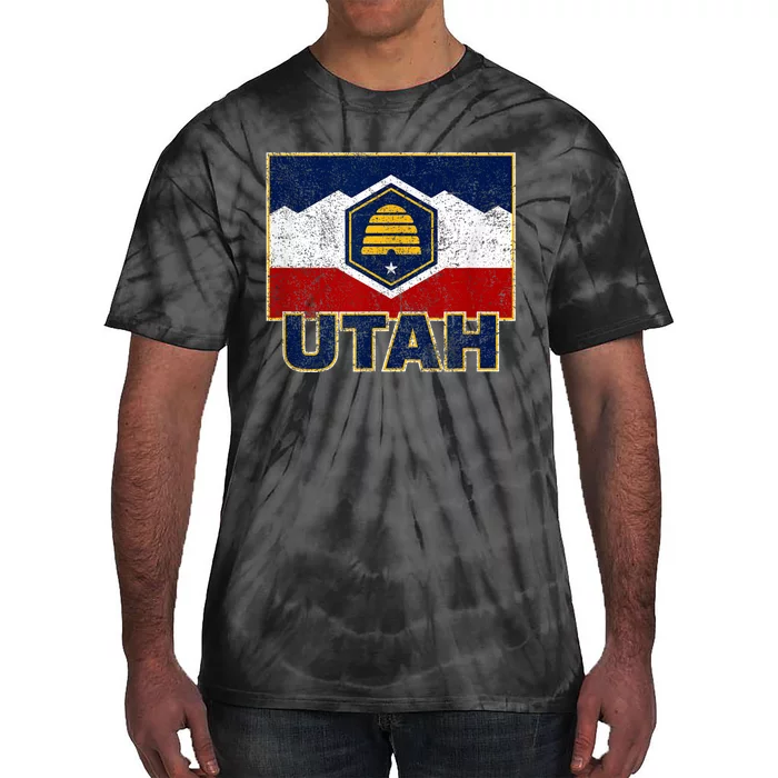 Distressed New Utah Flag Tie-Dye T-Shirt