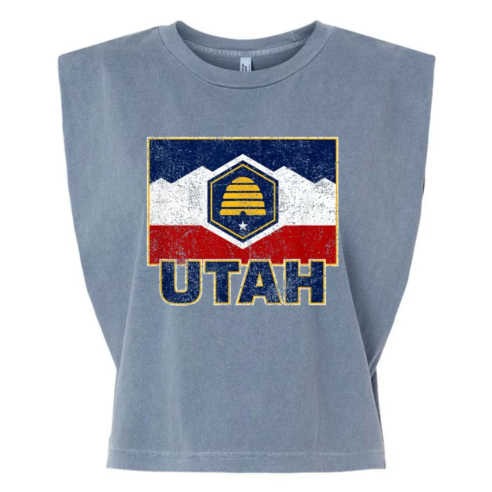 Distressed New Utah Flag Garment-Dyed Women's Muscle Tee