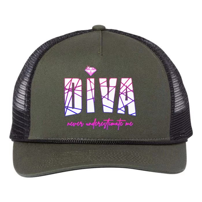 Diva Never Underestimate Me For Women Party Diva Retro Rope Trucker Hat Cap