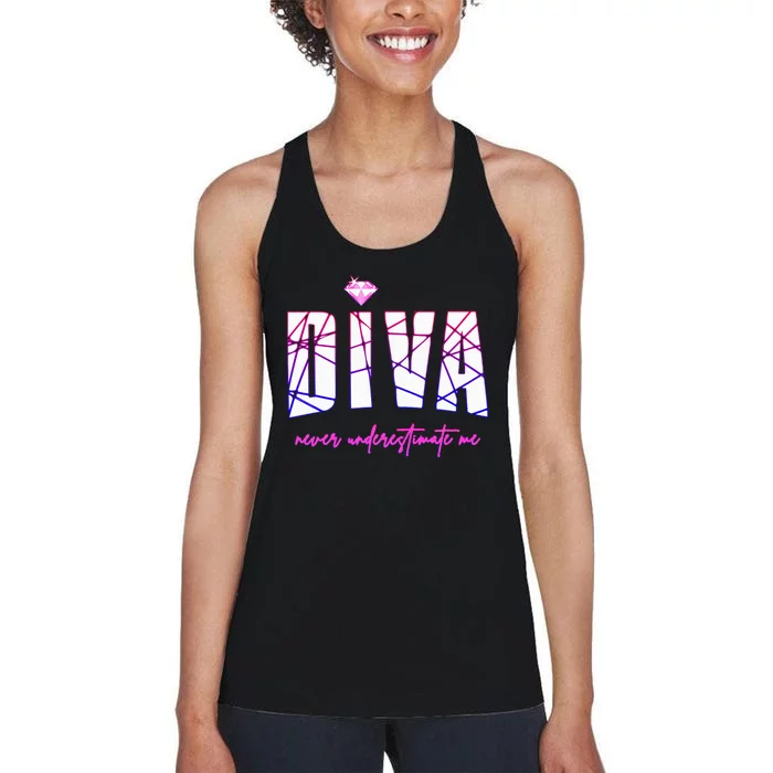 Diva Never Underestimate Me Party Diva Women's Racerback Tank