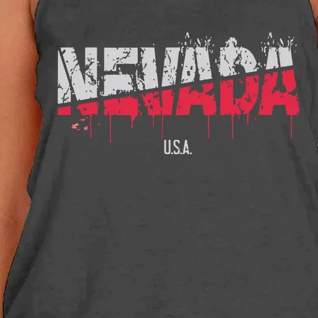 Distressed Nevada Usa Women's Knotted Racerback Tank