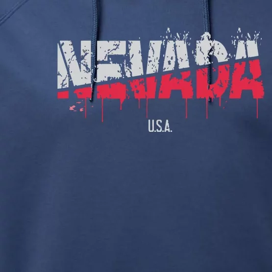 Distressed Nevada Usa Performance Fleece Hoodie