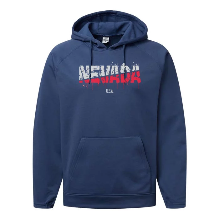 Distressed Nevada Usa Performance Fleece Hoodie