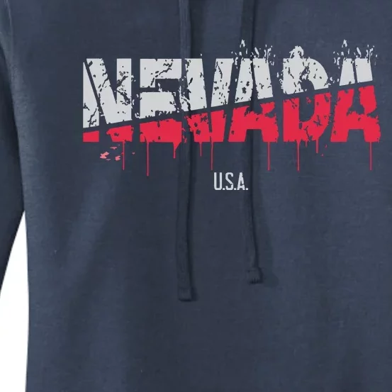 Distressed Nevada Usa Women's Pullover Hoodie