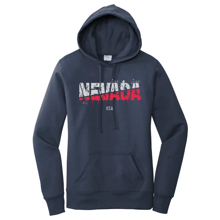 Distressed Nevada Usa Women's Pullover Hoodie