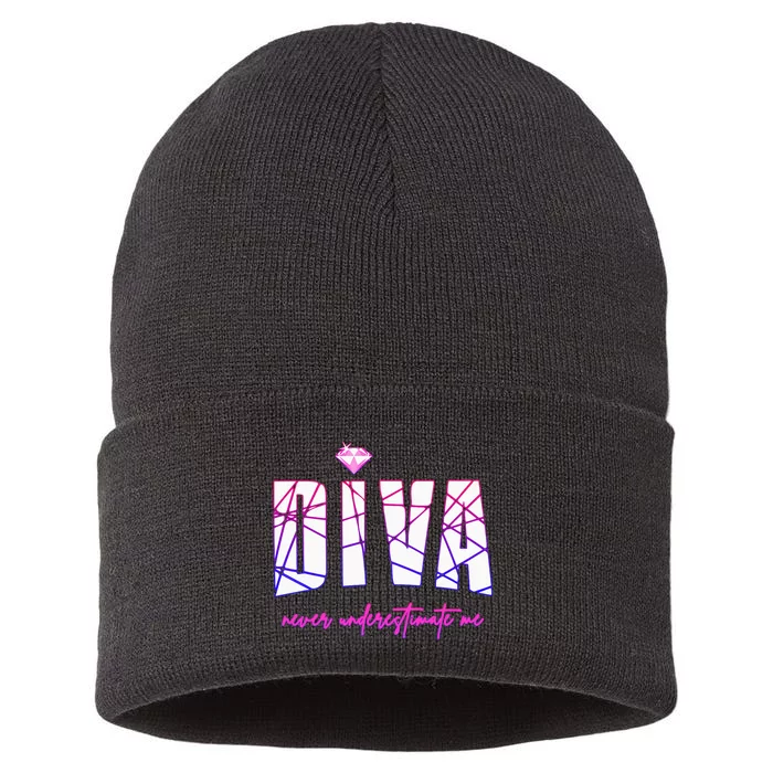 Diva Never Underestimate Me For Women Party Diva Sustainable Knit Beanie