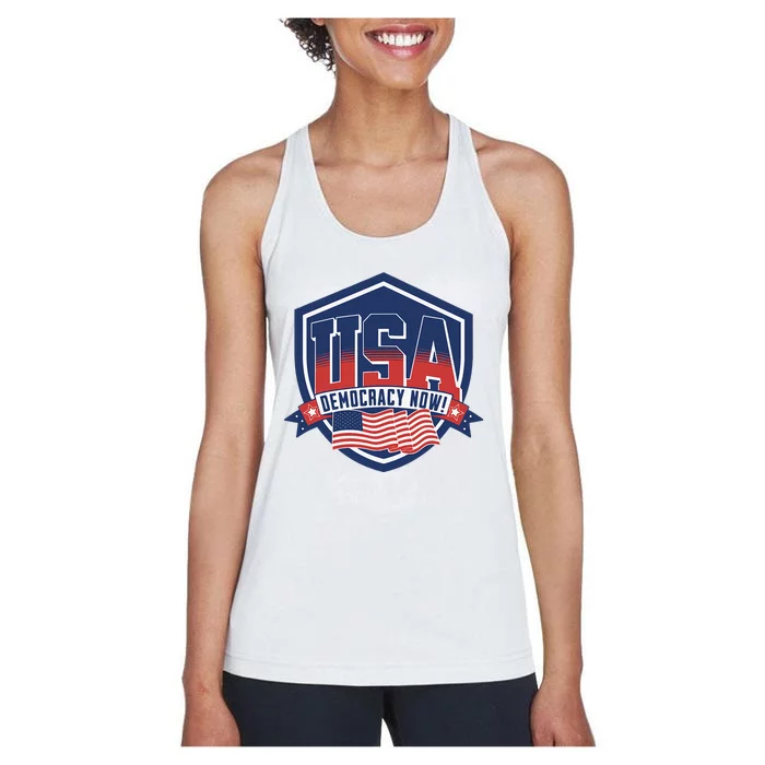 Democracy Now Vote Kamala Harris 2024 Women's Racerback Tank