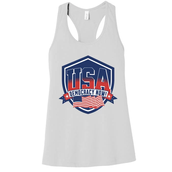 Democracy Now Vote Kamala Harris 2024 Women's Racerback Tank