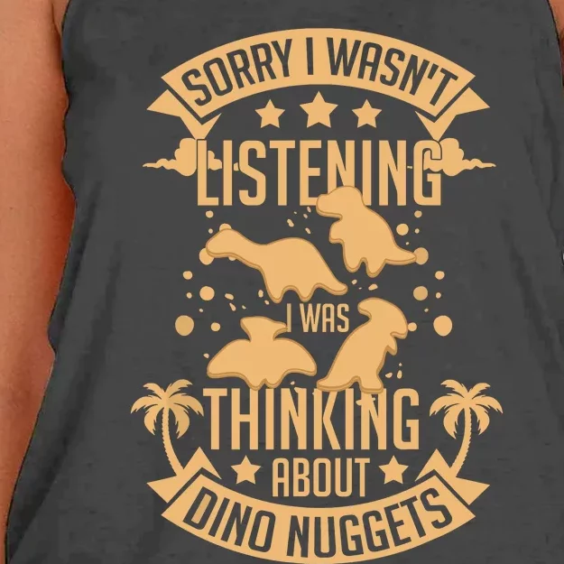 Dinosaur Nugs Veggie Funny Women's Knotted Racerback Tank