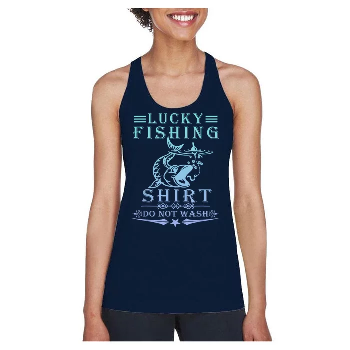 Do Not Wash Vintage Fishing Lover Funny Lucky Fishing Gift Women's Racerback Tank