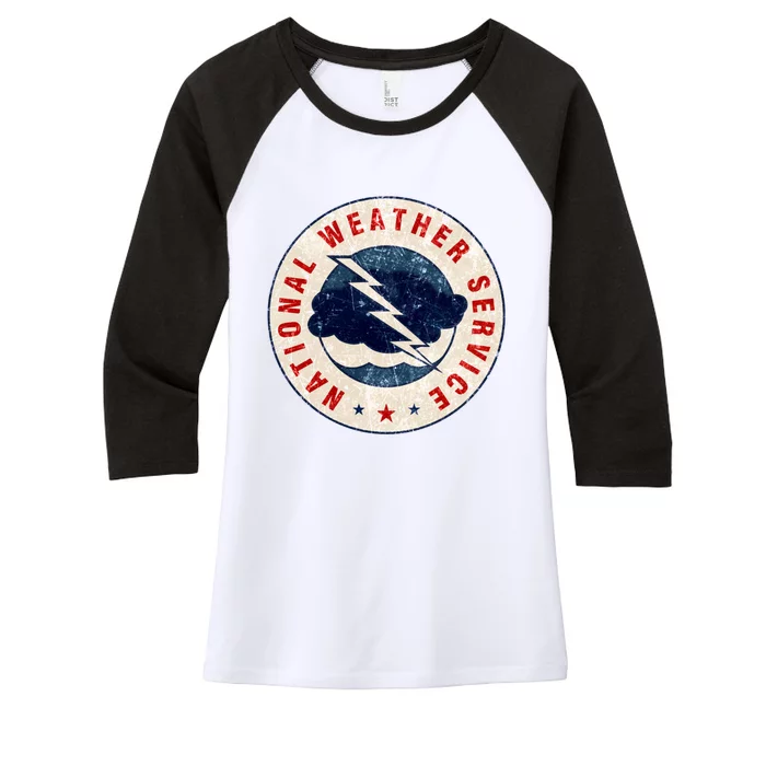 Distressed National Weather Service NWS Women's Tri-Blend 3/4-Sleeve Raglan Shirt