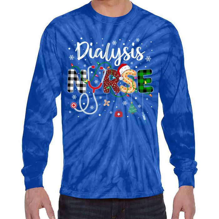 Dialysis Nurse Xmas Santa Hat Nursing Christmas Pattern Great Gift Tie-Dye Long Sleeve Shirt