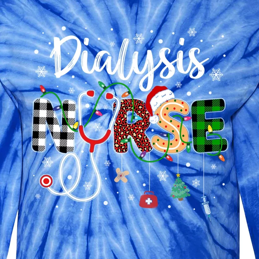 Dialysis Nurse Xmas Santa Hat Nursing Christmas Pattern Great Gift Tie-Dye Long Sleeve Shirt