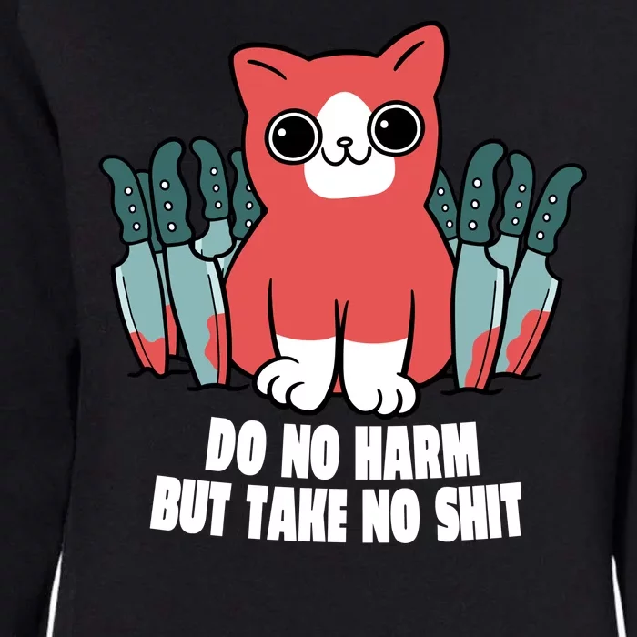 Do Know Harm Take No Sh*t Funny Cat Knifes Womens California Wash Sweatshirt