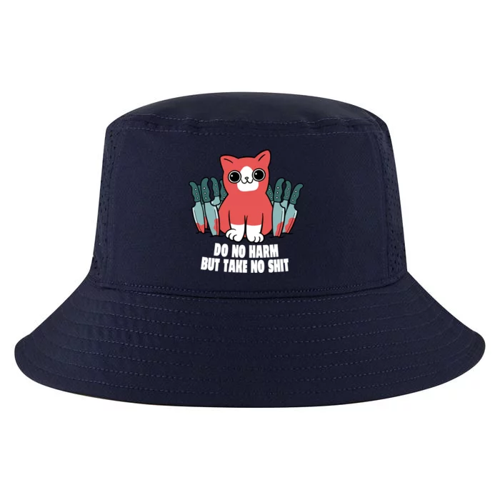 Do Know Harm Take No Sh*t Funny Cat Knifes Cool Comfort Performance Bucket Hat