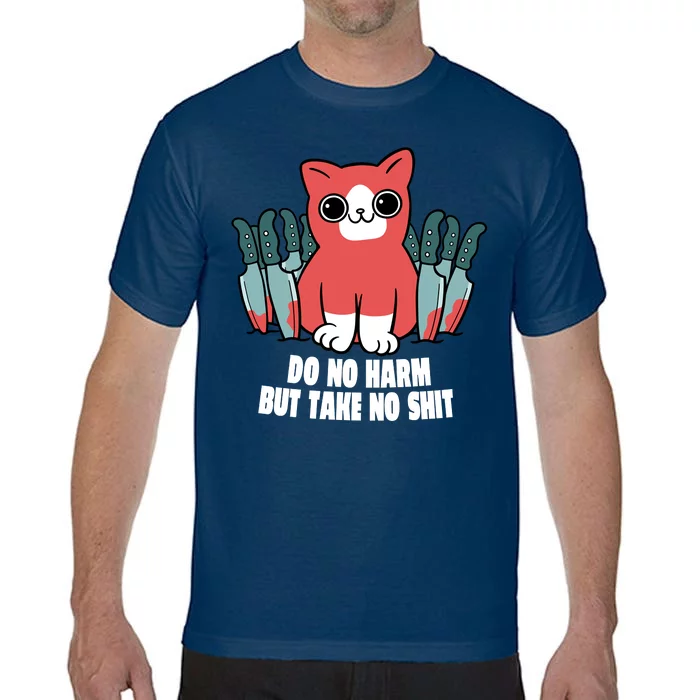 Do Know Harm Take No Sh*t Funny Cat Knifes Comfort Colors T-Shirt