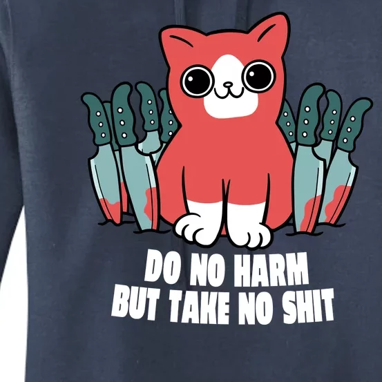 Do Know Harm Take No Sh*t Funny Cat Knifes Women's Pullover Hoodie