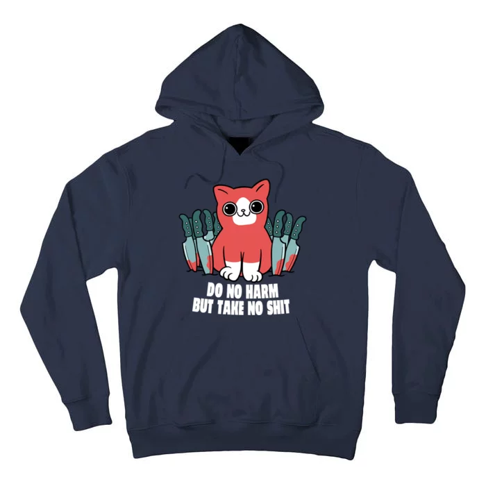 Do Know Harm Take No Sh*t Funny Cat Knifes Tall Hoodie