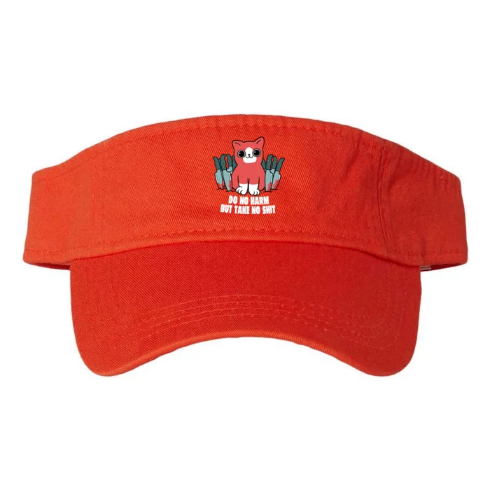 Do Know Harm Take No Sh*t Funny Cat Knifes Valucap Bio-Washed Visor