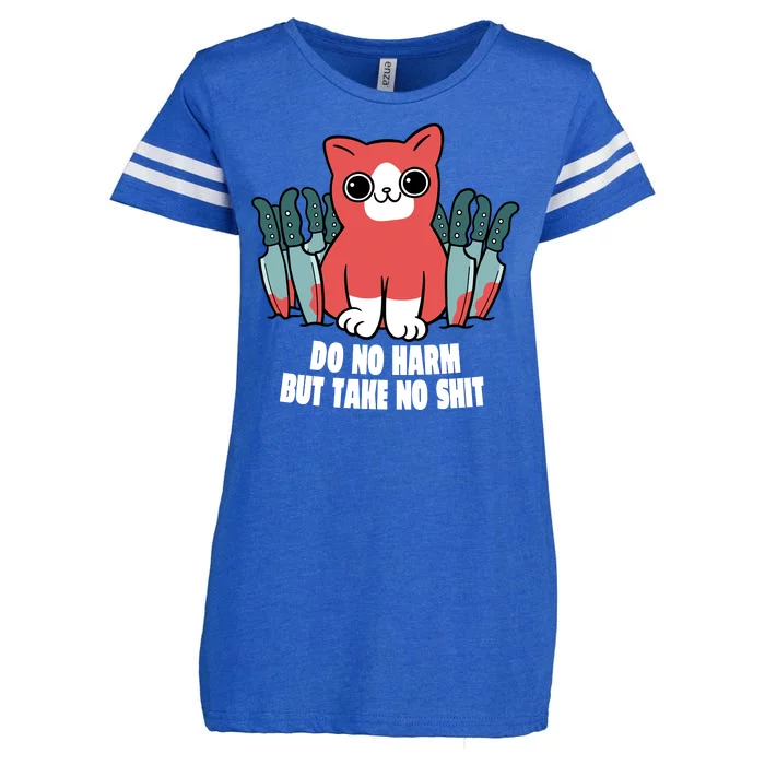 Do Know Harm Take No Sh*t Funny Cat Knifes Enza Ladies Jersey Football T-Shirt