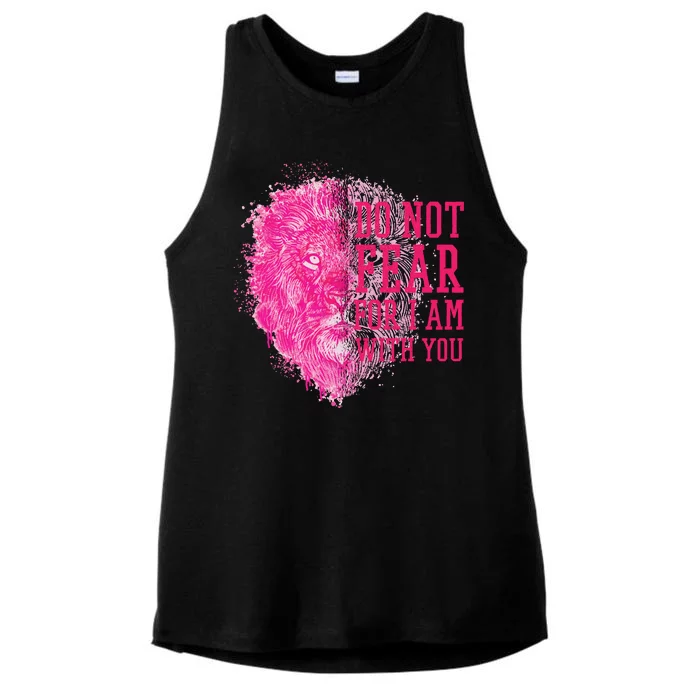 Do Not Fear For I Am With You Pink Lion Ladies Tri-Blend Wicking Tank