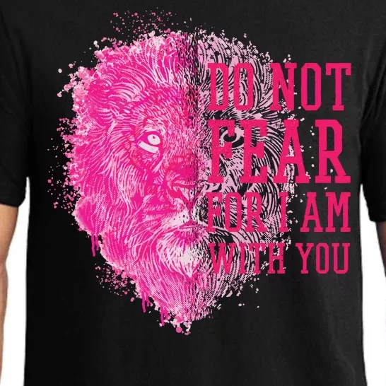 Do Not Fear For I Am With You Pink Lion Pajama Set