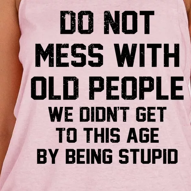 Do Not Mess With Old People Funny Women's Knotted Racerback Tank