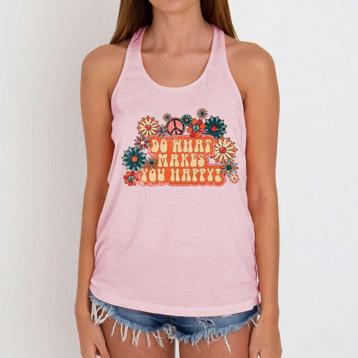 Do What Makes You Happy Retro Women's Knotted Racerback Tank