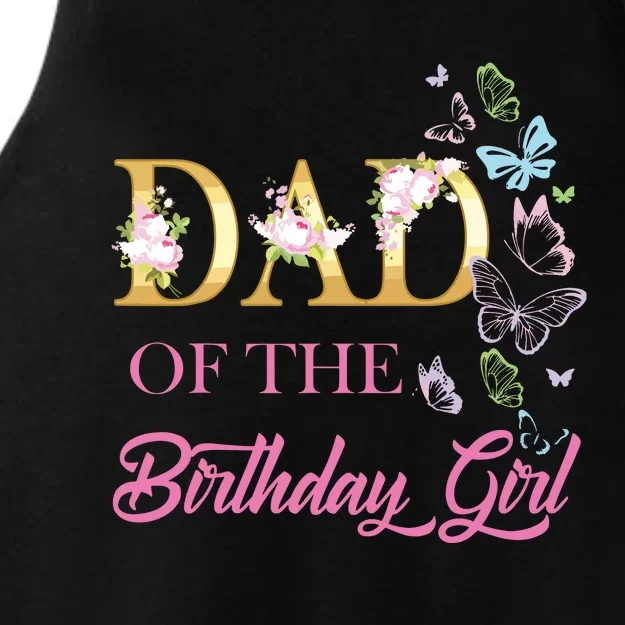 Dad One 1st First Birthday Matching Family Butterfly Floral Ladies Tri-Blend Wicking Tank