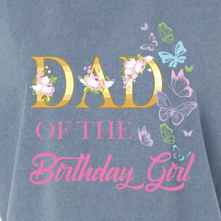 Dad One 1st First Birthday Matching Family Butterfly Floral Garment-Dyed Women's Muscle Tee